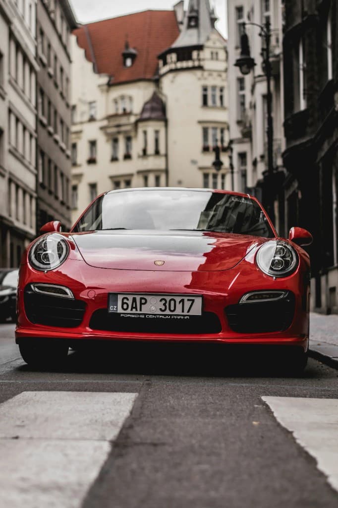 Sports car with a glossy exterior finish